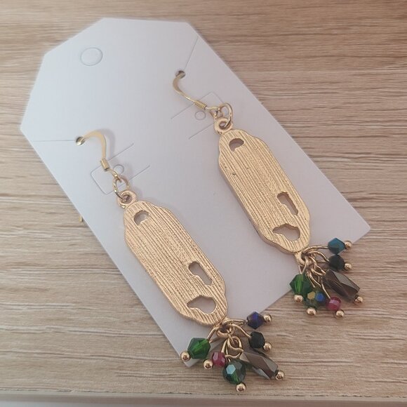 Earrings - Vintage-Inspired Floral Drop Earrings with Multicolor Beads - Picture 5 of 6